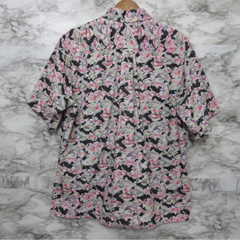 Fish Print Hawaiian Short Sleeve Button Down Shirt Size XL - Picture 5 of 13